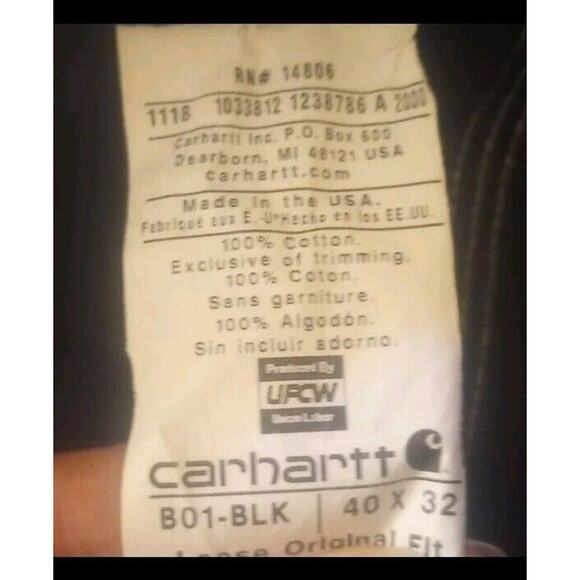 VTG Carhartt B01-BLK Double Knee Pant Mens 40x32 Black Duck Work Carpenter - Picture 4 of 12